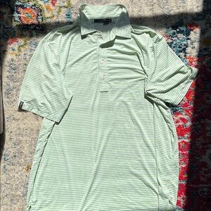 RLX Ralph Lauren Light Green Striped Polo Shirt